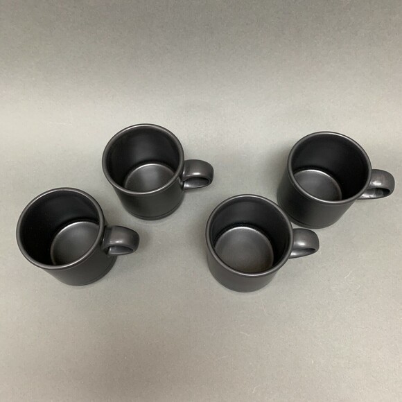 Pfaltzgraff Midnight Sun Black Coffee Cups Mugs Lot of 4 - Picture 2 of 8